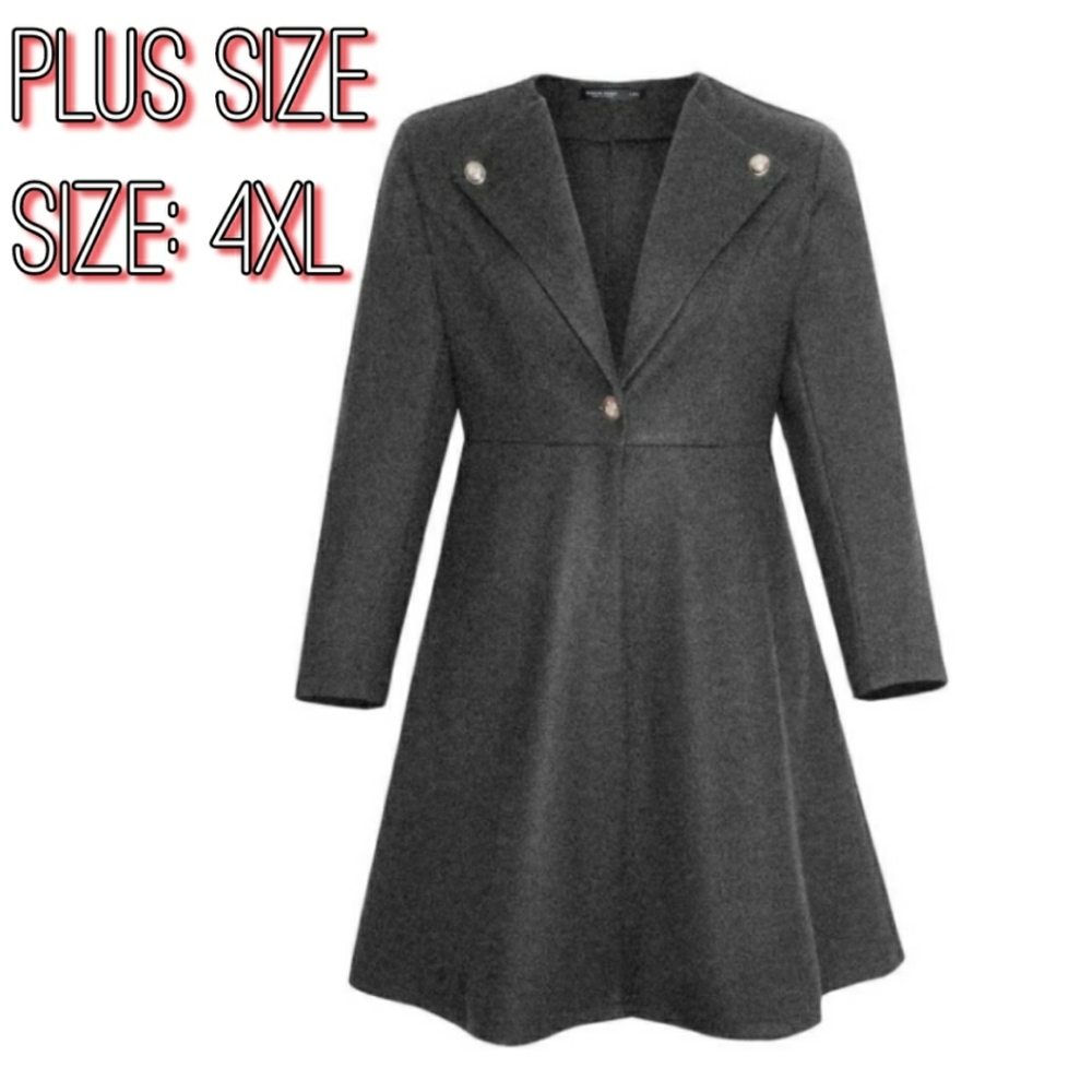 NWT Plus Size 4xl Waterfall Collar Button Detail Overcoat